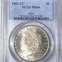 1882-CC Morgan Silver Dollar PCGS - MS 64 GSA