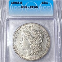 1903-S Morgan Silver Dollar ICG - EF45