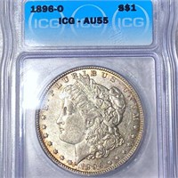 1896-O Morgan Silver Dollar ICG - AU55