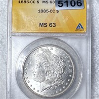 1885-CC Morgan Silver Dollar ANACS - MS63