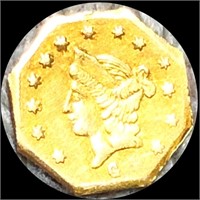 1854 Cal. Oct. Fractional Gold Half Dollar UNC