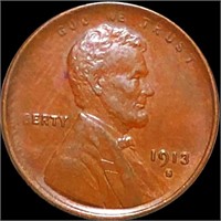 1913-S Lincoln Wheat Penny CLOSELY UNC