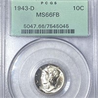 1943-D Mercury Silver Dime PCGS - MS 66 FB