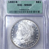 1880-S Morgan Silver Dollar ICG - MS65