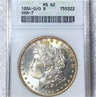 1884-O/O Morgan Silver Dollar ANACS - MS62 VAM-7