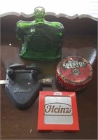 Vintage Decanter, Tin, Hole Punch & Heinz