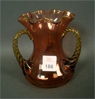 Victorian Amberina 3 Twist Handled Vase