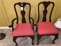 PAIR OF CHAIRS WITH PADS AND QUEEN ANN LEGS