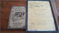1929 Statesman Flyer Framed & Vintage Song Book