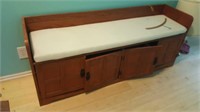 Wooden Bench with Storage- Needs Repair- Contents