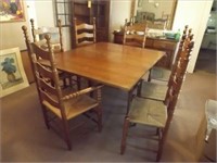 Antique Mahogany GateLeg Dropleaf Table w/ 7 Chair