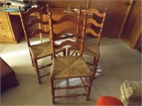 (3) Ladder Back Chairs - Wooven Bottoms