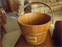 Wood Bucket w/ Handle  10" Tall x 13" Wide