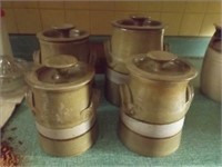 Set of 3 Pottery Canisters