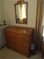 "Honey" Maple Chest w/ Mirror  c.1930