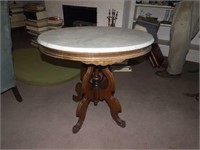 Antique Marble Top Center Table - Oval