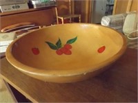 Wooden Dough Bowl - Strawberry Pattern Inside