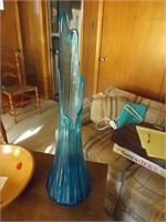 Blue Art Glass Vase  24" Tall