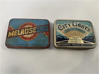2 tobacco tins inc. Melrose & City Lights.