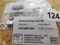 ROOSEVELT DIME YEAR SET 2000-2019 UNCIRCULATED 60