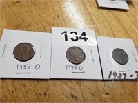 3 CARDED WHEAT PENNIES