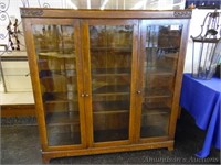 Antique 3 Door Library Cabinet