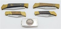4 Pocket Knives plus Anson USS Kitty Hawk Clip