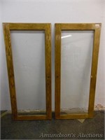 Pair of Vintage Oak Glass Panel Doors - no key