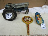 FORD 6000 TOY TRACTOR [PARTS] ,2- TIN NOISE MAKERS
