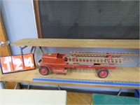 EARLY PRESSED STEEL FIRE TRUCK WITH LADDERS