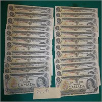 24  Old One dollar bills  CANADAIN