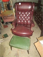OFFICE CHAIR, GREEN FOOT STOOL