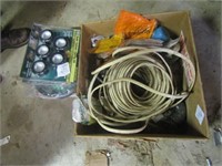 BOX OF ELECTRIAL WIRING, HAND WARMERS, LIGHTS