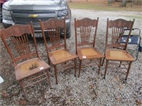 SET OF 4 PRESS BACK CANE BOTTOM CHAIRS