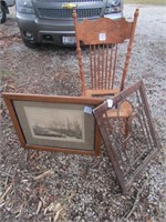 PRESS BACK CHAIR, WOOD ART FOR WINDOW, PICTURE