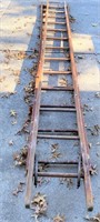 2-pc 28ft antique wooden extension ladder