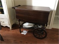 Wooden Drop-Leaf Tea Cart