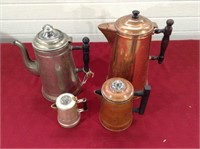 Copper & Nickel plated tea pots