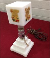 Vintage milk glass dresser lamp