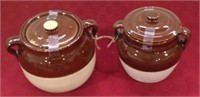Two Stoneware bean pots
