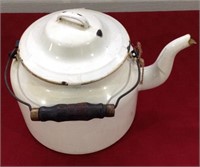 White enamel teapot