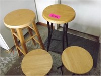 4 wood stools