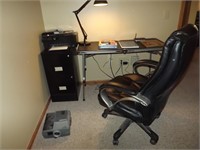 Desk chair, 2 drawer file cabinet & folding table
