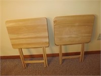 2 Wood TV Trays, curio shelf & clock