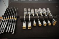 Gorham Silver Plate Gold Flatware Set