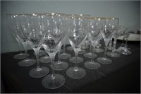 Gold Rimmed & Etched Crystal Stems