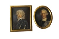 LOT OF TWO MINIATURE HAND PAINTED PORTRAITS