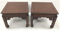 Chinese Chippendale Rosewood End Tables