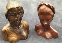 Carved Wooden Female Busts