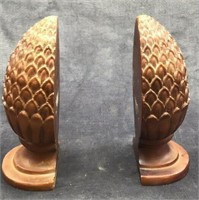 Carved Wooden Bookends in the Form of an Artichoke